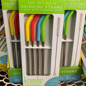 Silicone and Stainless Steel Drinking Straws
